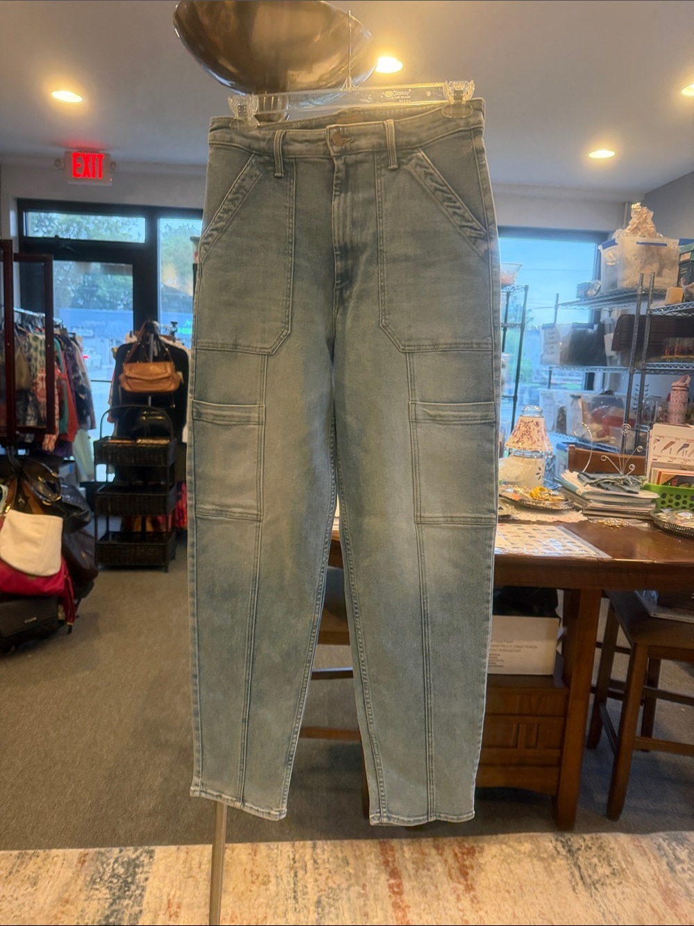 MOTHER Washed Light Blue Straight Jeans 30 NWT Double Pocket high waisted